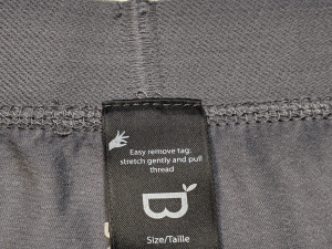 A picture of Boody Boxer Briefs waistband with the tag attached